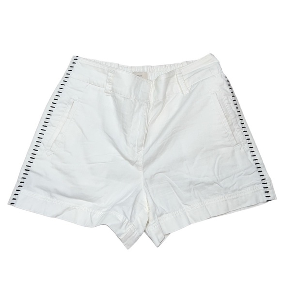 White Loft Tie Waist Shorts W/ Stripe design on the side - Picture 1 of 8
